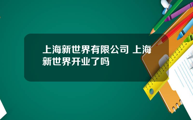 上海新世界有限公司 上海新世界开业了吗